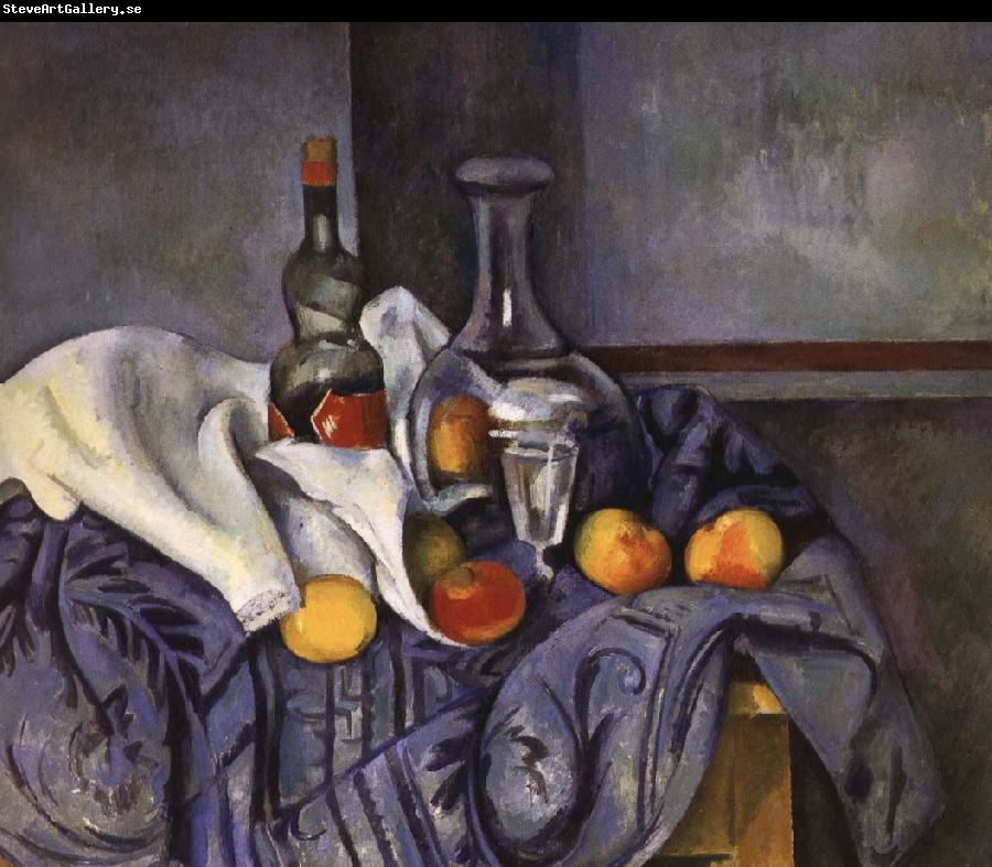 Paul Cezanne and fruit still life of wine